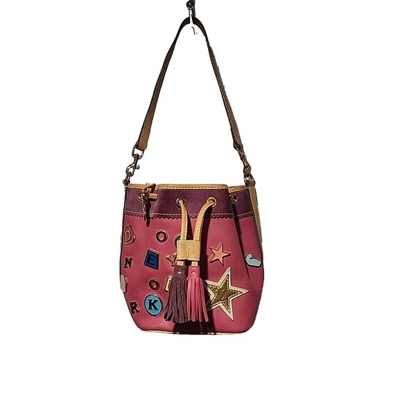 DOONEY & BOURKE Rare PINK Edition Lindsay Lohan Charm Leather Bucket Bag purse 6 - Picture 3 of 16